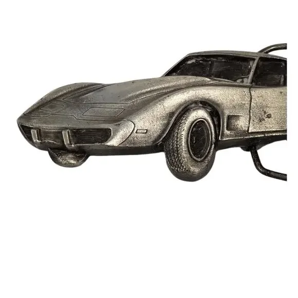 Vintage 1979 Corvette Belt Buckle Bergamot Brass Works Made USA Silver Tone Car - Picture 3 of 5